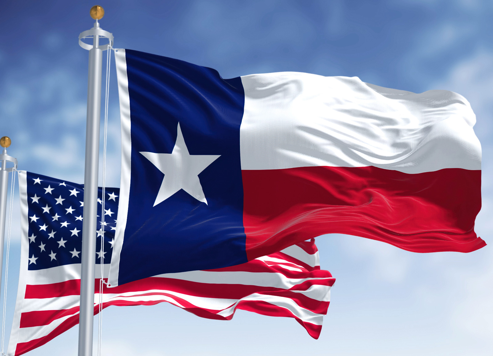USA and Texas Flag